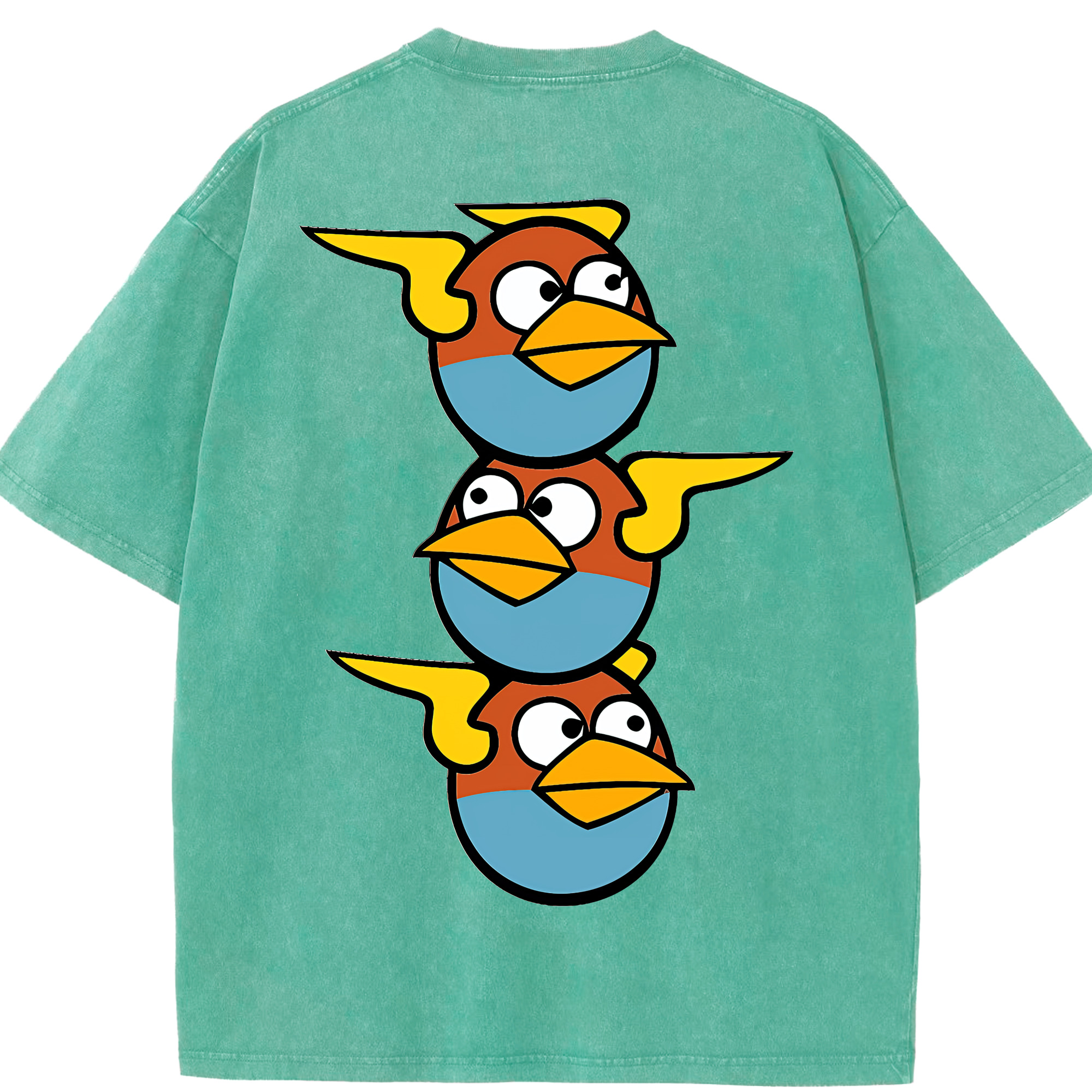（画像用） Angry Birds アングリーバード 綿100% ヴィンテージ風 半袖Tシャツ（背面プリント）